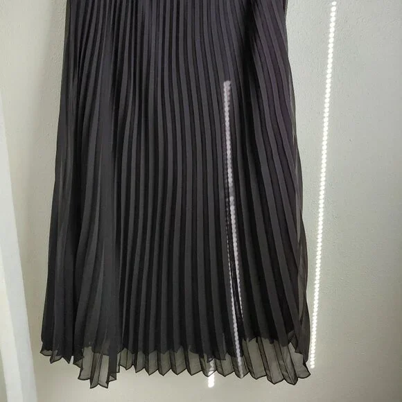 Vince Camuto Black Chiffon Maxi Midi Skirt Large Feminine Modest Closet Staple - Picture 2 of 7